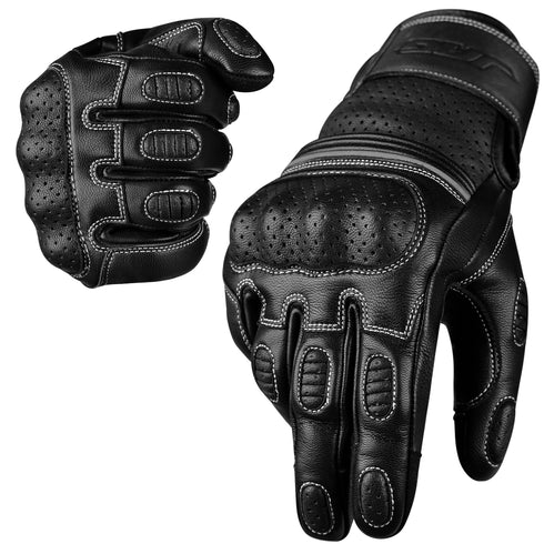 Ninja Leather Motorcycle Gloves with Black/Brown Knuckle Protection
